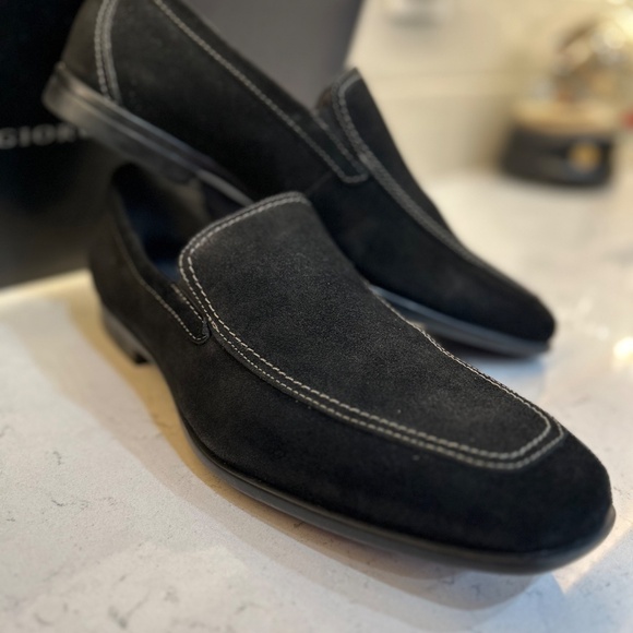 Men’s Shoes – Giorgio Brutini Black Suede Loafers | Comfortable Slip-Size 12 US main image 6